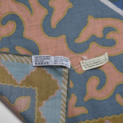 Hermes Cashmere Silk Appaloosa Des Steppes Shawl 140 Gris Chine Bleu Rosi 5 of 6