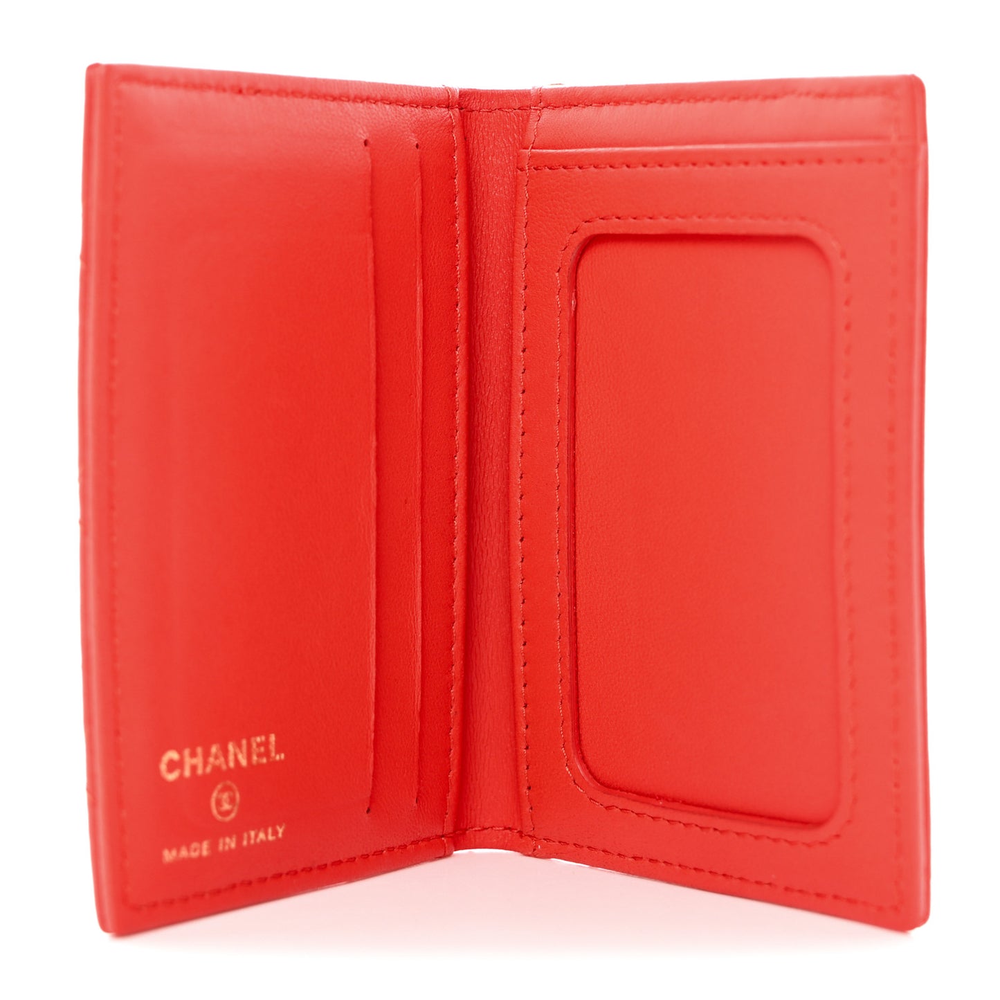 Lambskin Quilted Card Holder Wallet Red