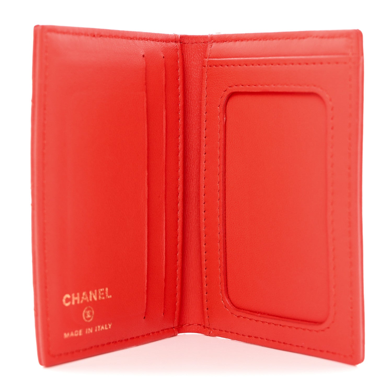 Chanel Lambskin Quilted Card Holder Wallet Red 5 of 8