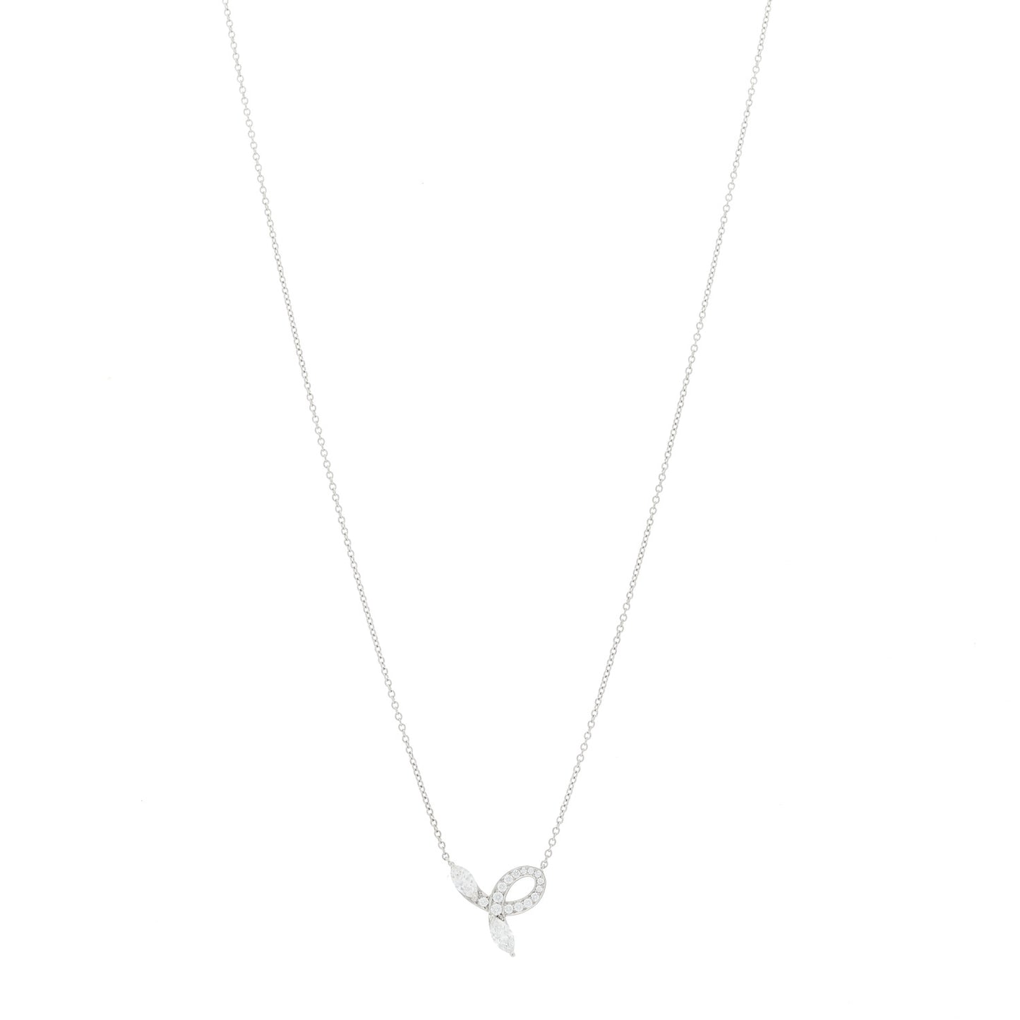 Platinum Diamond Victoria Bow Necklace