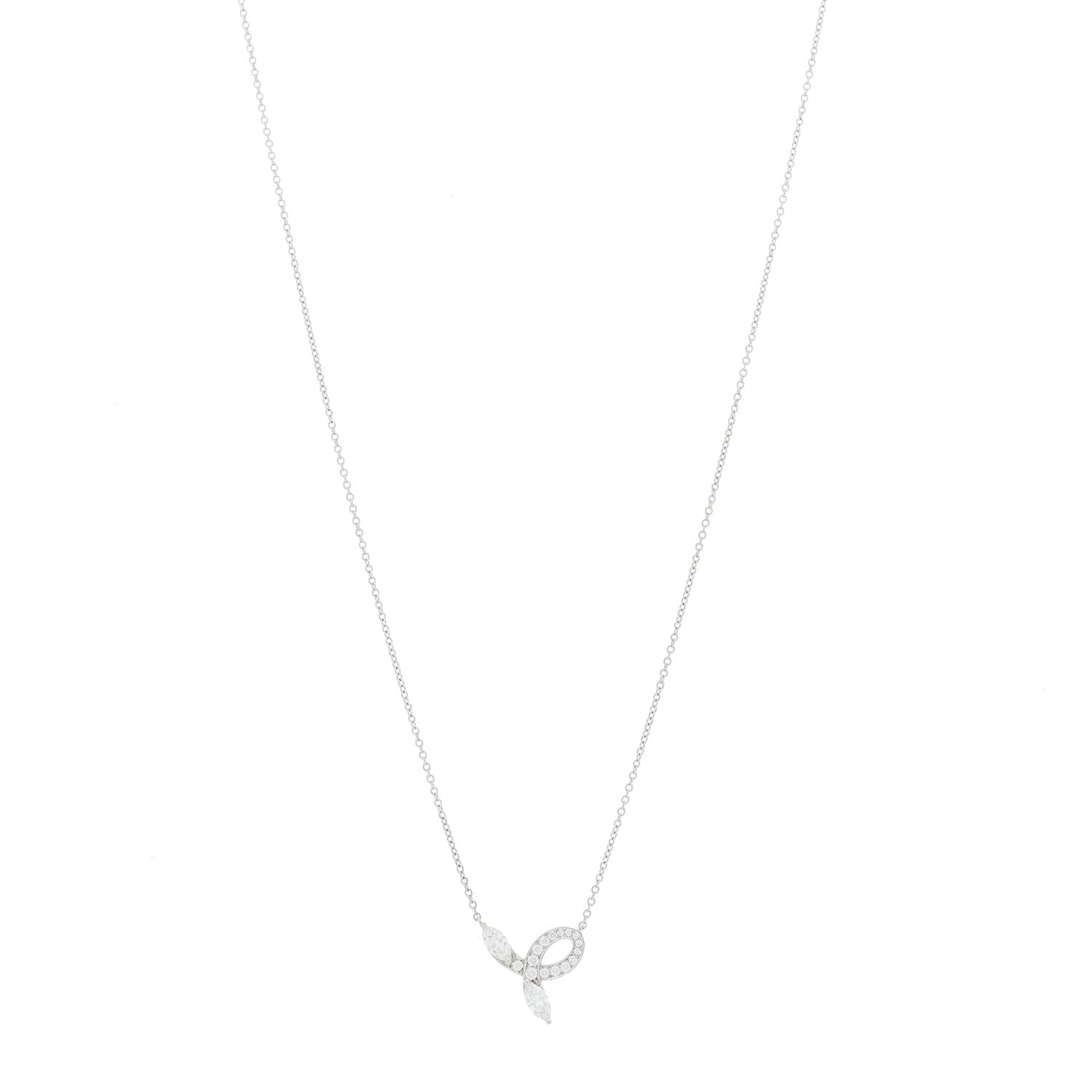 Tiffany Platinum Diamond Victoria Bow Necklace 1 of 5