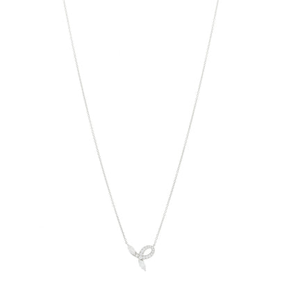 Tiffany Platinum Diamond Victoria Bow Necklace 1 of 5