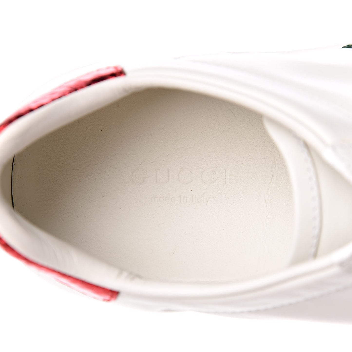 Calfskin Web Pearl Studded Womens Ace Sneakers 38 White