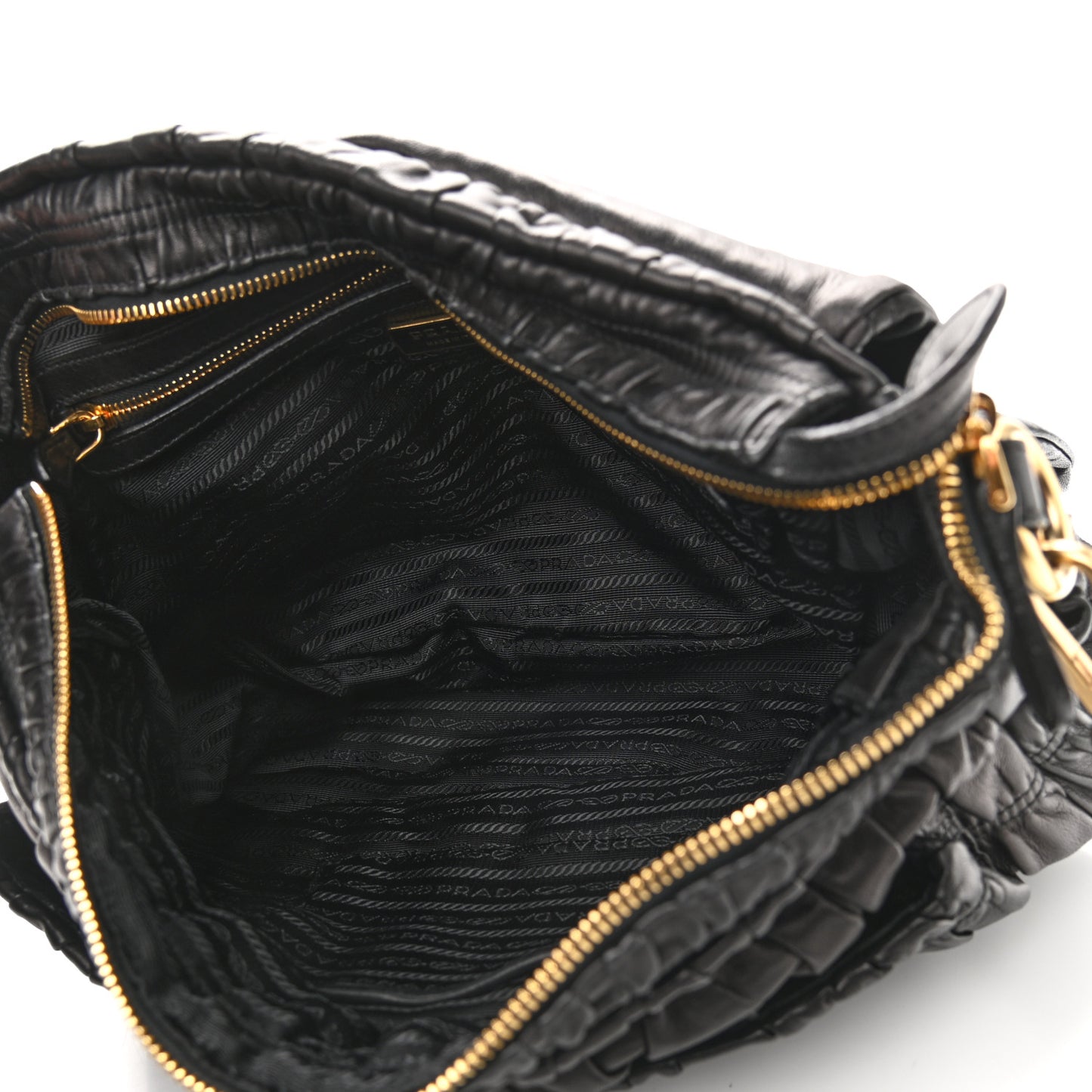 Nappa Gaufre Messenger Tote Black