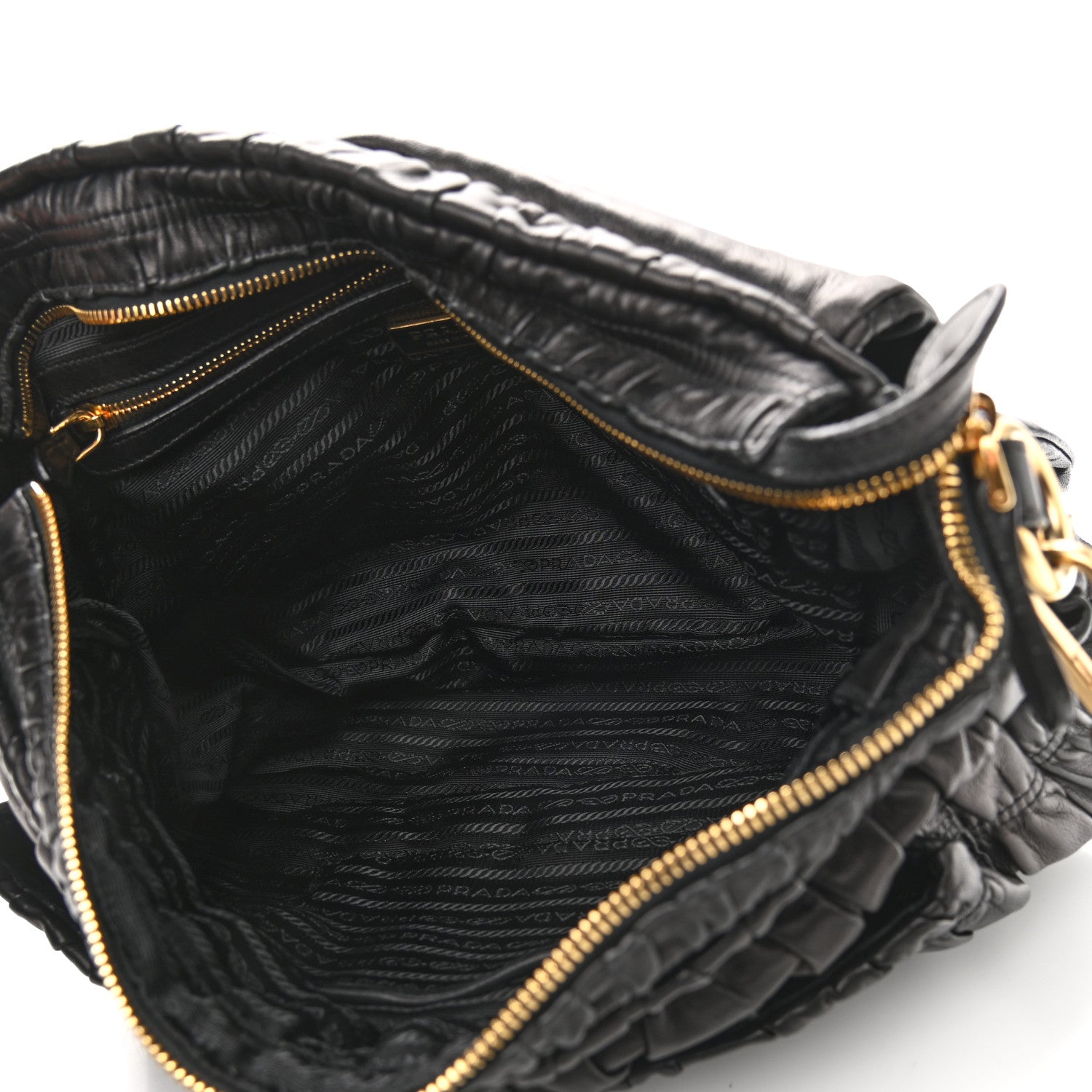 Prada Nappa Gaufre Messenger Tote Black 5 of 12
