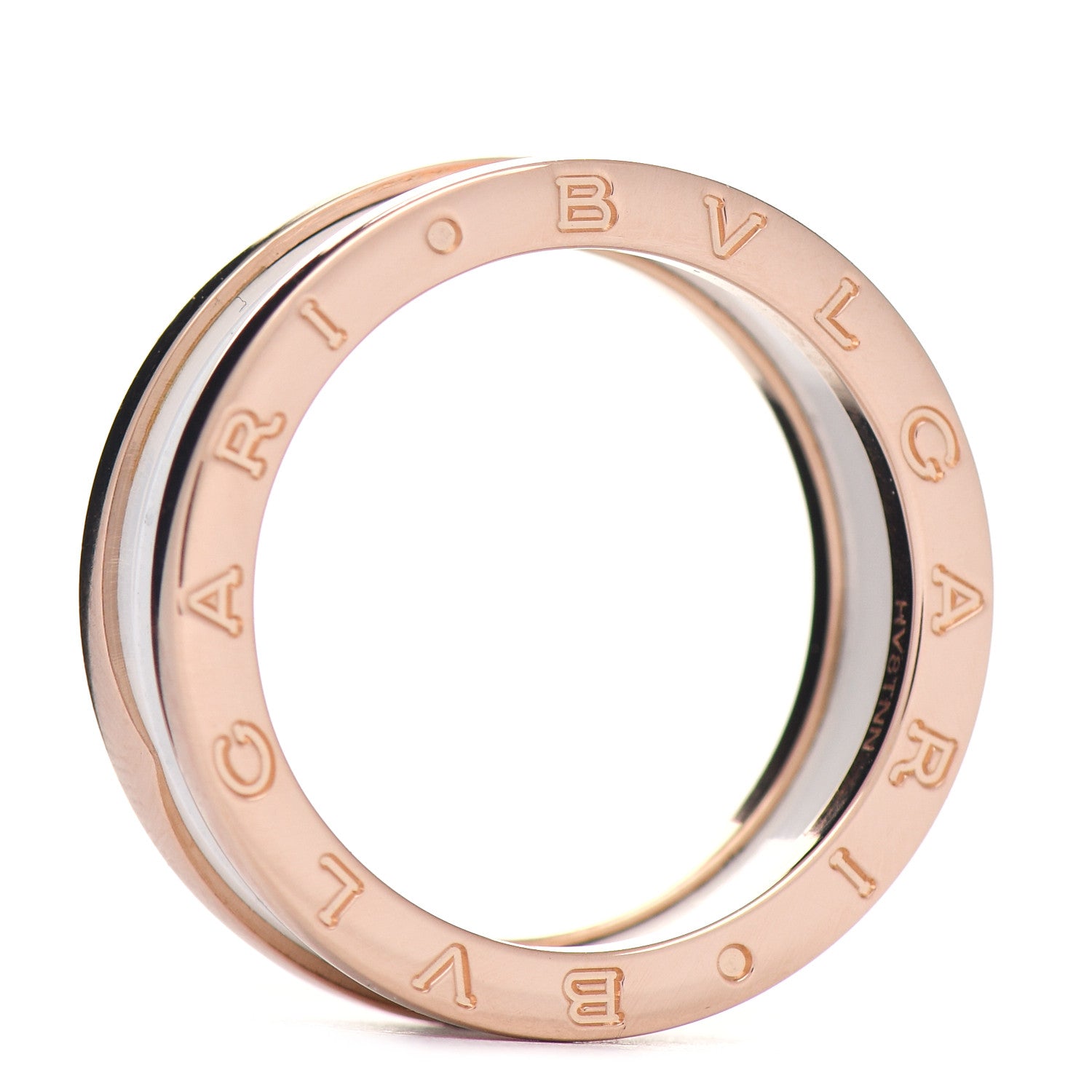 Bulgari 18K Rose Gold White Ceramic B.Zero1 Two-Band Ring 60 9 4 of 5