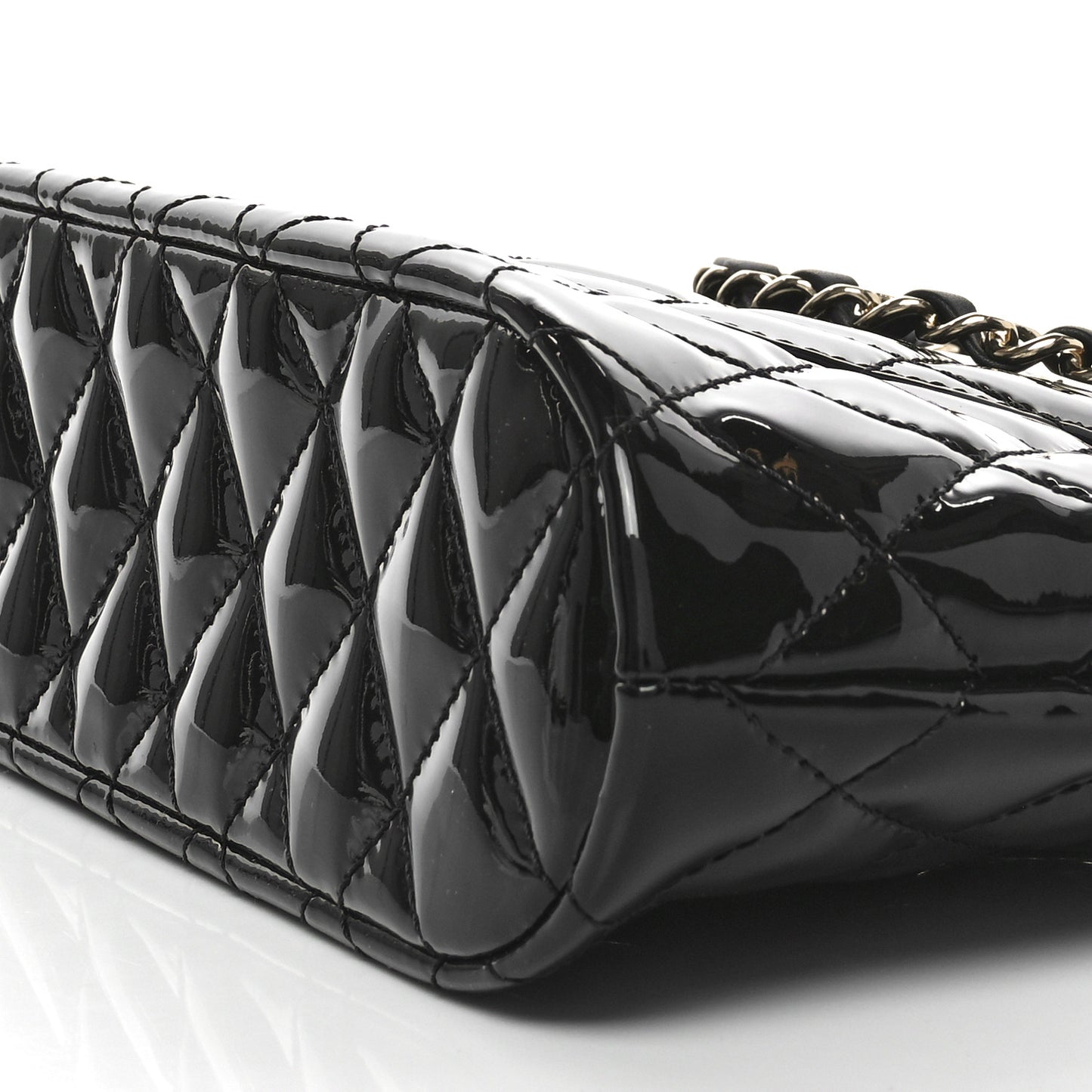 Patent Quilted Shiny Coco Small Shopping Bag Black