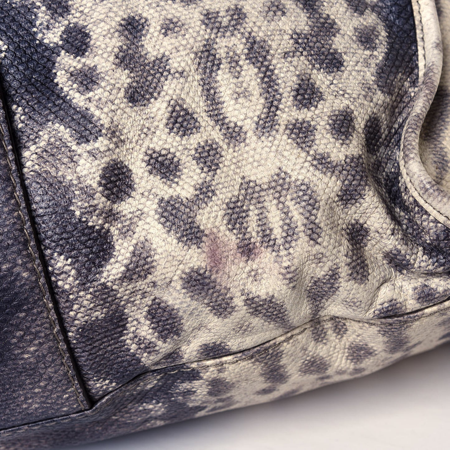 Calfskin Animalier Karung Printed Medium Soft Stirrup Shoulder Bag Gray