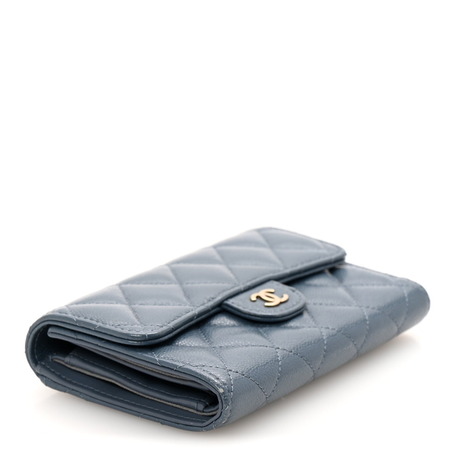 Chanel Caviar Quilted Medium Flap Wallet Dark Blue 4 of 13