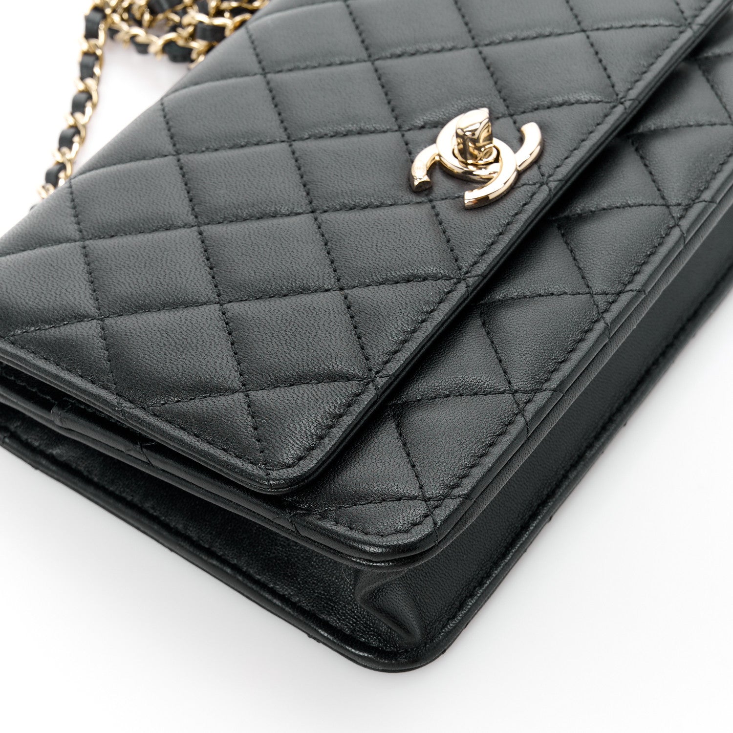 Chanel Lambskin Quilted Trendy CC Wallet On Chain WOC Black 12 of 14