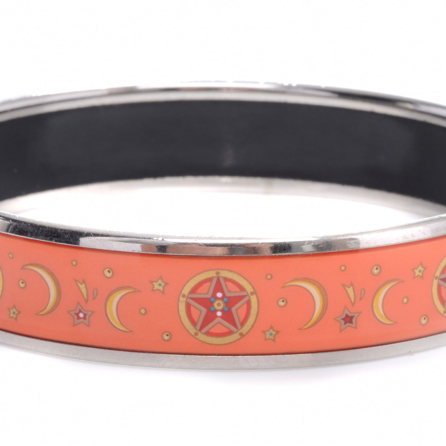 Enamel Medium Printed Moons and Stars Bracelet 65 Orange