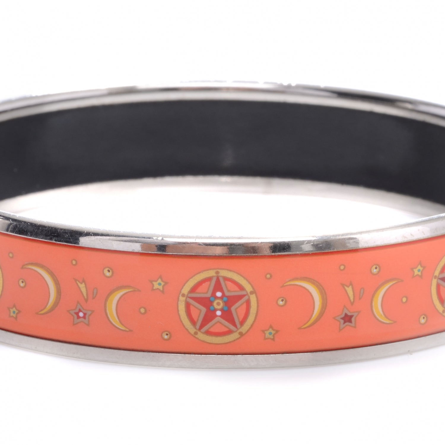 Hermes Enamel Medium Printed Moons and Stars Bracelet 65 Orange 5 of 5
