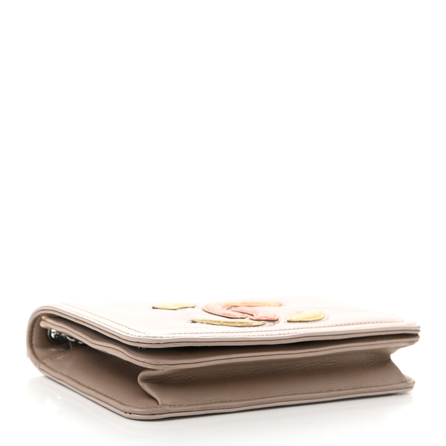 Vinyl Lipstick Wallet On Chain WOC Beige