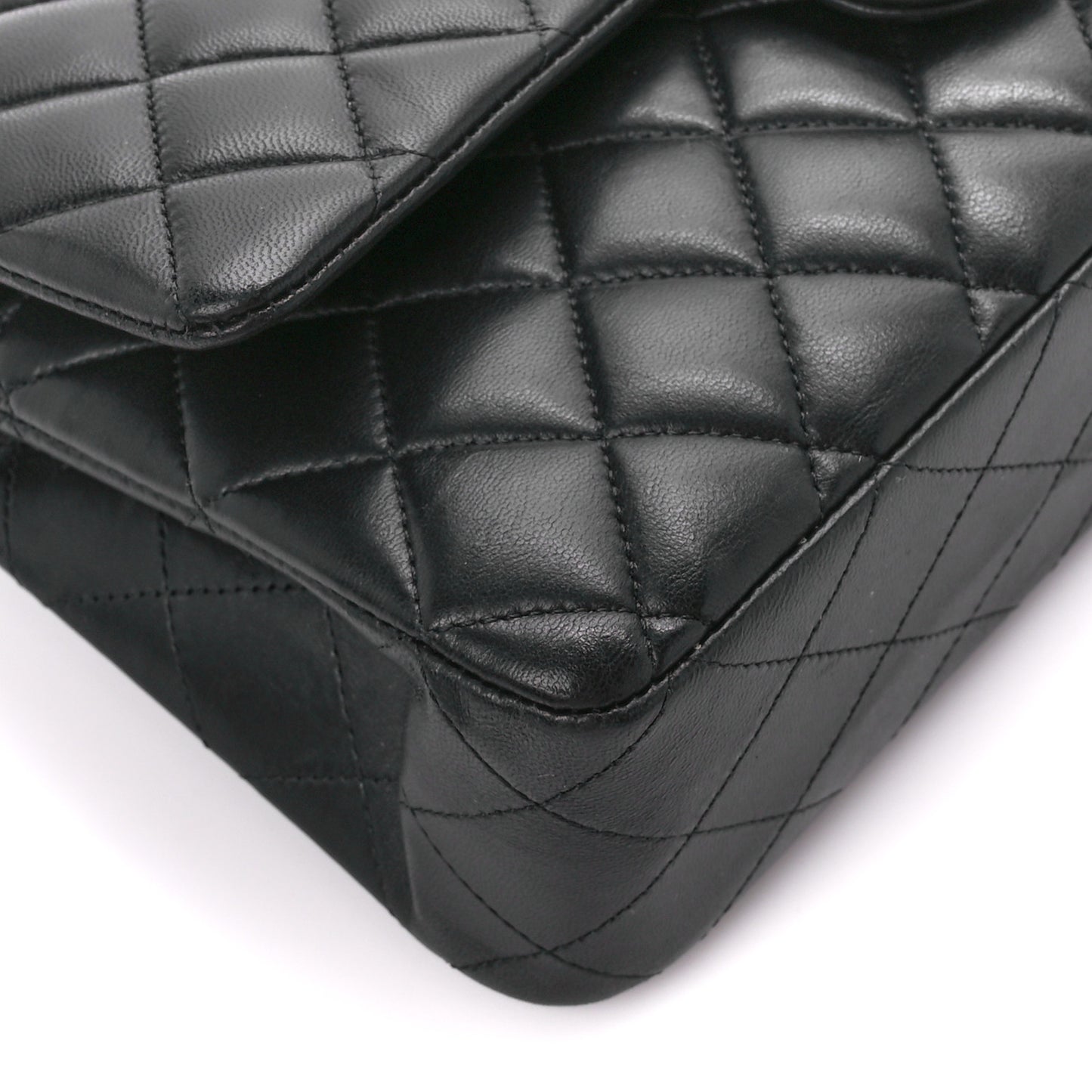 Lambskin Quilted Medium Double Flap Black