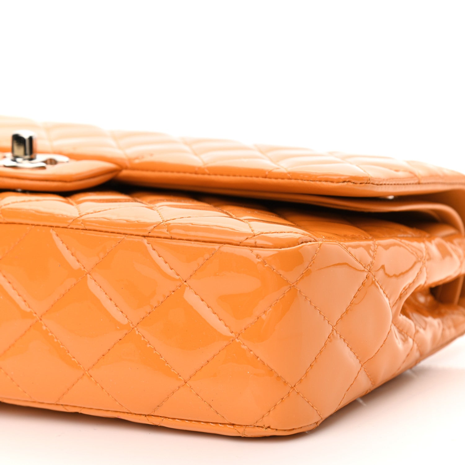 Chanel Patent Quilted Medium Double Flap Orange 9 of 11