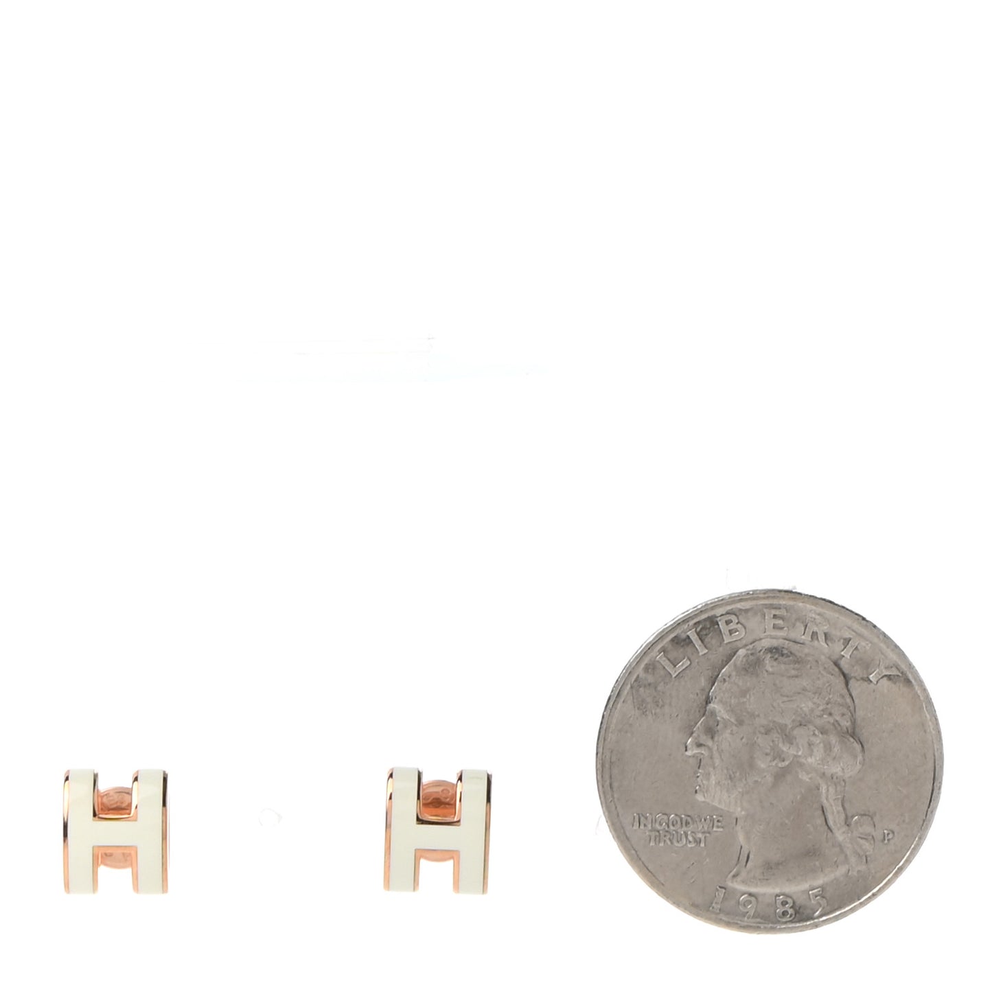 Rose Gold Lacquered Mini Pop H Earrings White