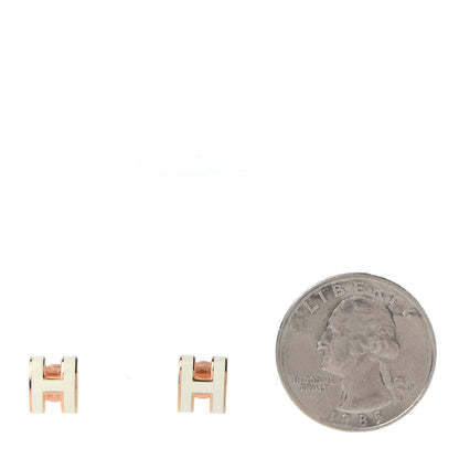 Hermes Rose Gold Lacquered Mini Pop H Earrings White 2 of 8