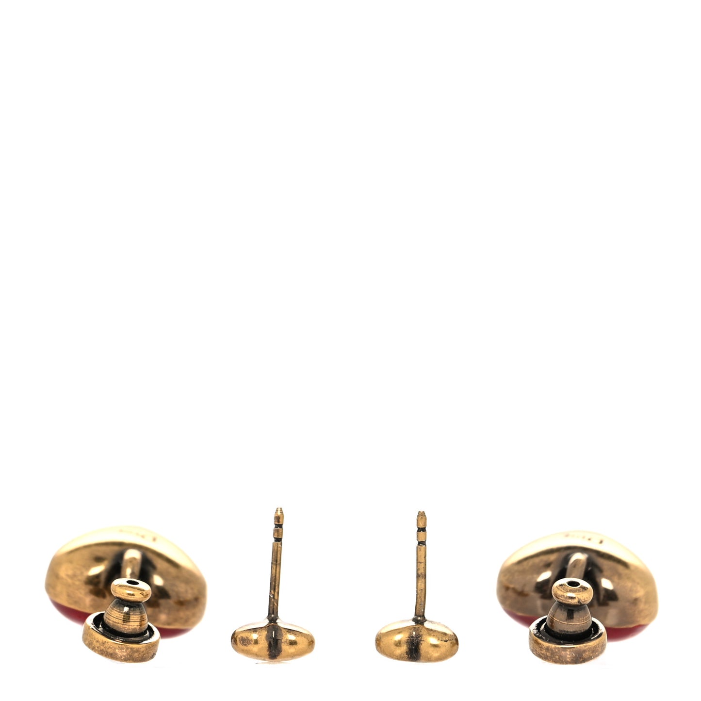 Heart Dioramour Earrings Gold Red