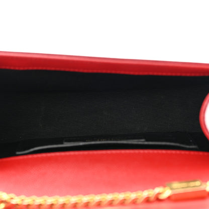 Saint Laurent Grain De Poudre Small Monogram Kate Satchel Red 5 of 20