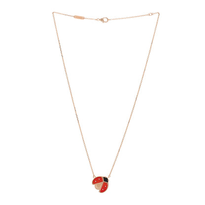 Van Cleef & Arpels 18K Rose Gold Carnelian Black Onyx Lucky Spring Open Wings Lady Bug Pendant Necklace 2 of 4