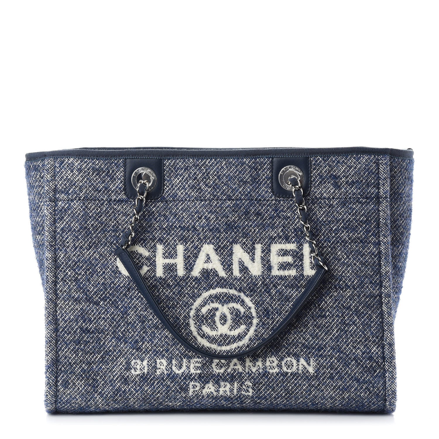Chanel Mixed Fibers Calfskin Small Deauville Tote Blue 1 of 9