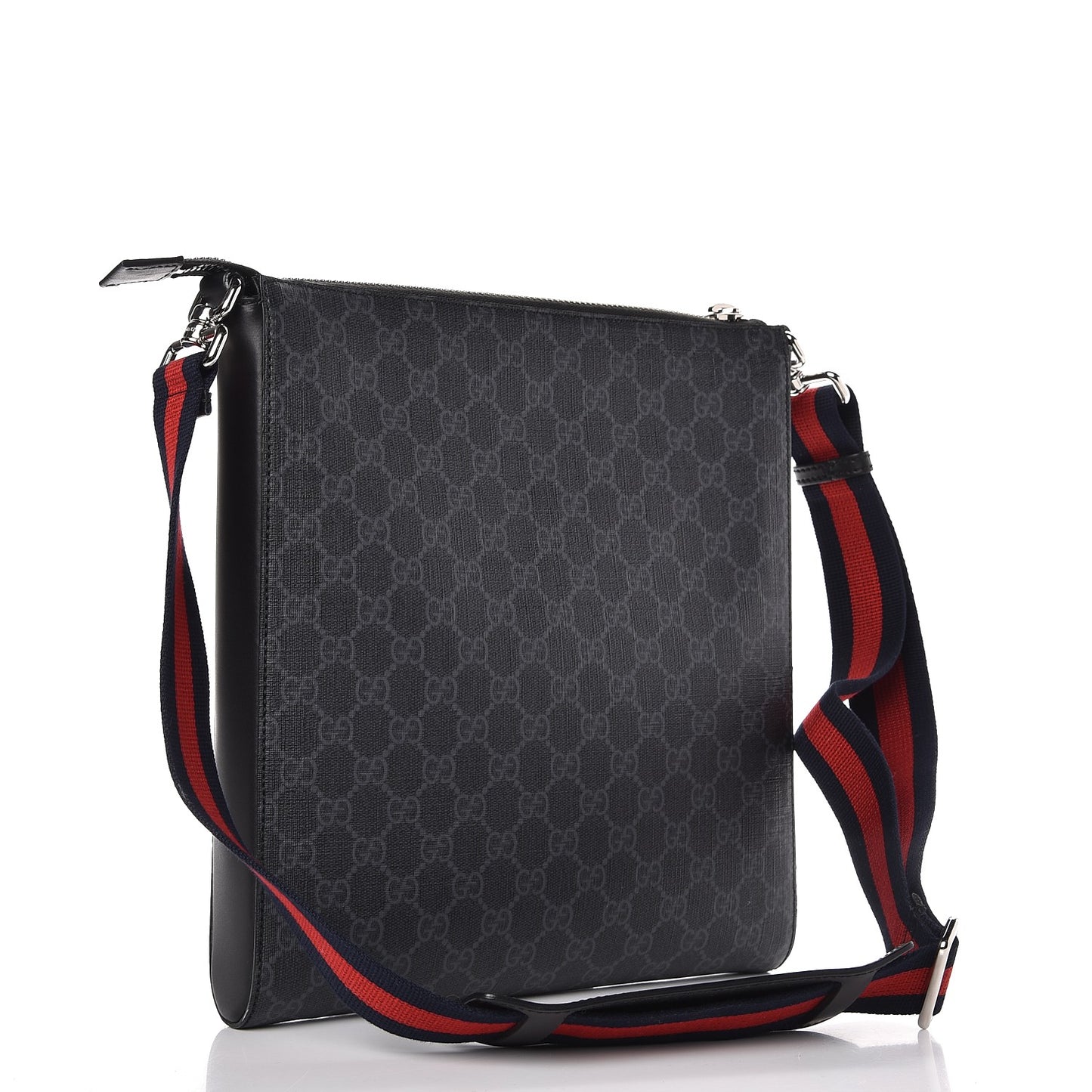 GG Supreme Monogram Night Courrier Flat Messenger Bag Black Multicolor