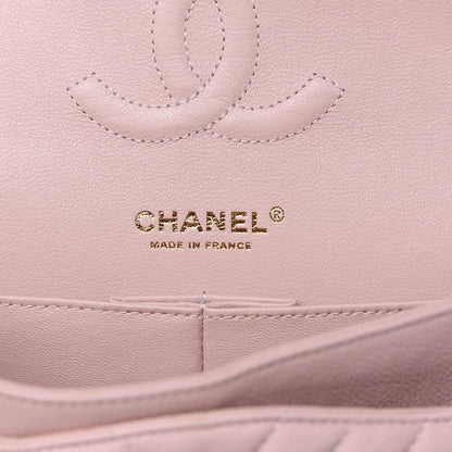 Chanel Calfskin Chevron Quilted Medium Double Flap Light Pink 6 of 10