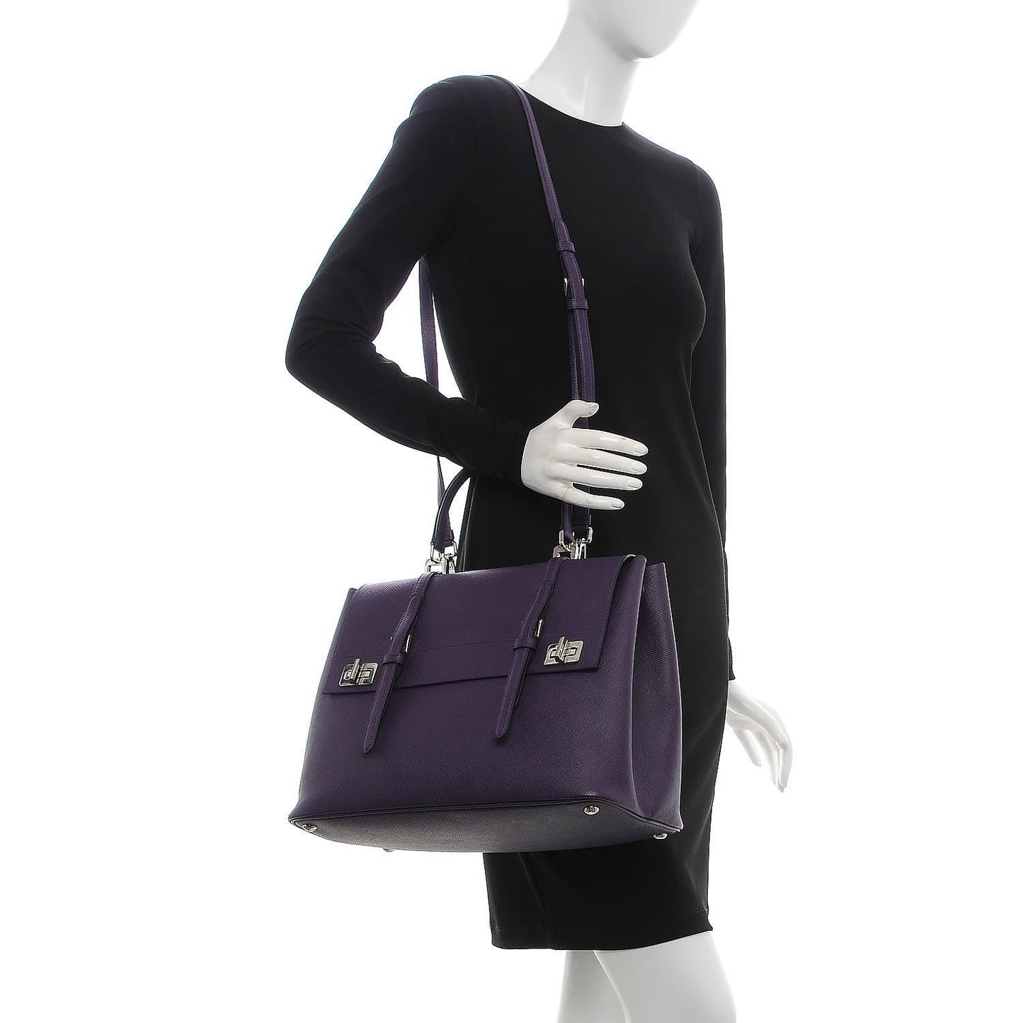 Saffiano Cuir Convertible Top Handle Tote Viola
