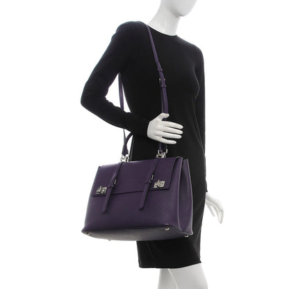 Prada Saffiano Cuir Convertible Top Handle Tote Viola 2 of 6