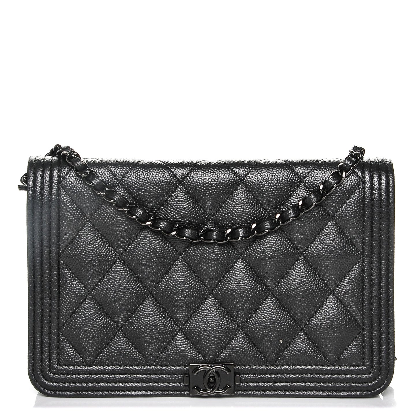Caviar Quilted Boy Wallet On Chain WOC So Black