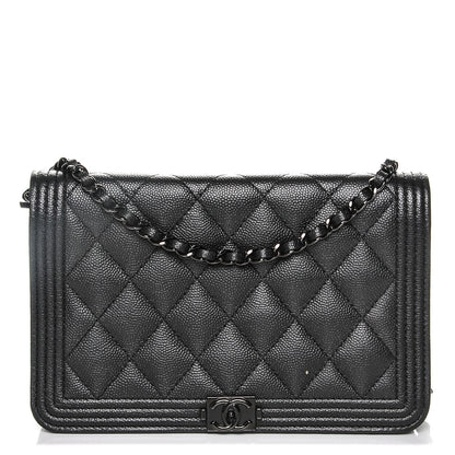 Chanel Caviar Quilted Boy Wallet On Chain WOC So Black 1 of 7