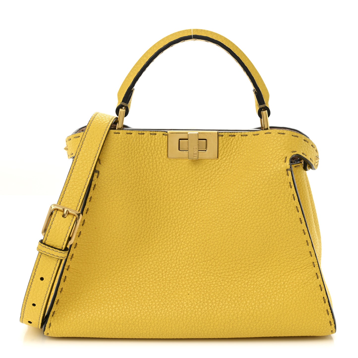 Cuoio Romano Selleria Medium Peekaboo Iconic Satchel Limone Cipria White