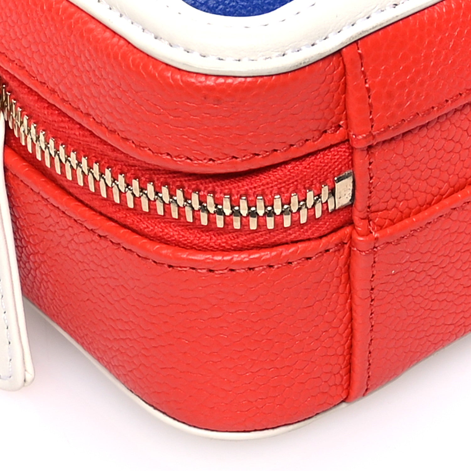 Chanel Caviar Quilted Small CC Filigree Vanity Case Blue White Red 9 of 11