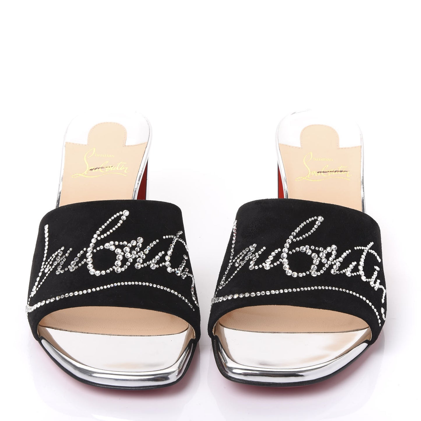 Calfskin Suede Strass Dear Home 55 Slide Sandals 37.5 Black