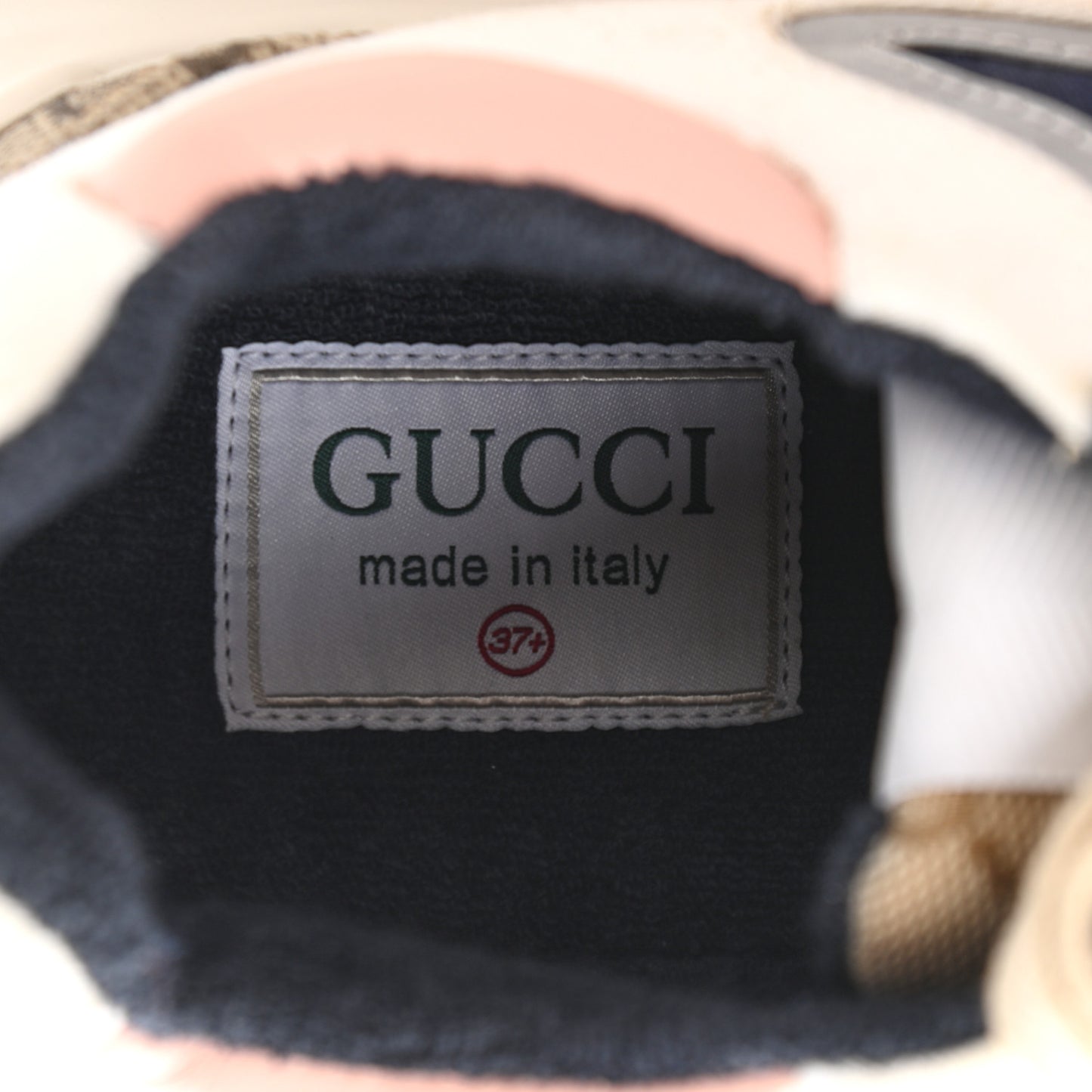 GG Supreme Monogram Mix Monogram Womens Rhyton Sneakers 37.5 London Blue Beige Pale Pink
