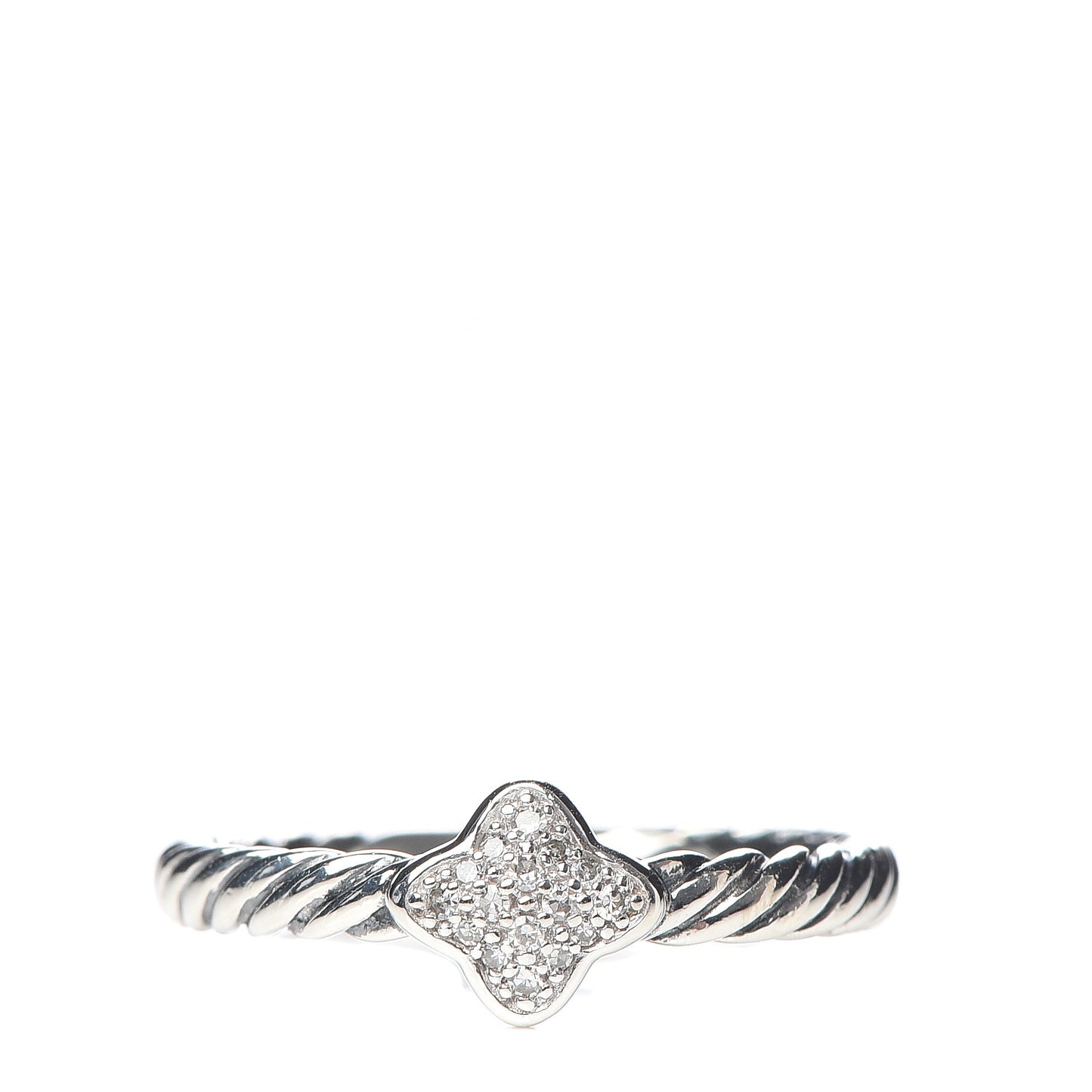 Sterling Silver Diamond Quatrefoil Ring 49 4.75