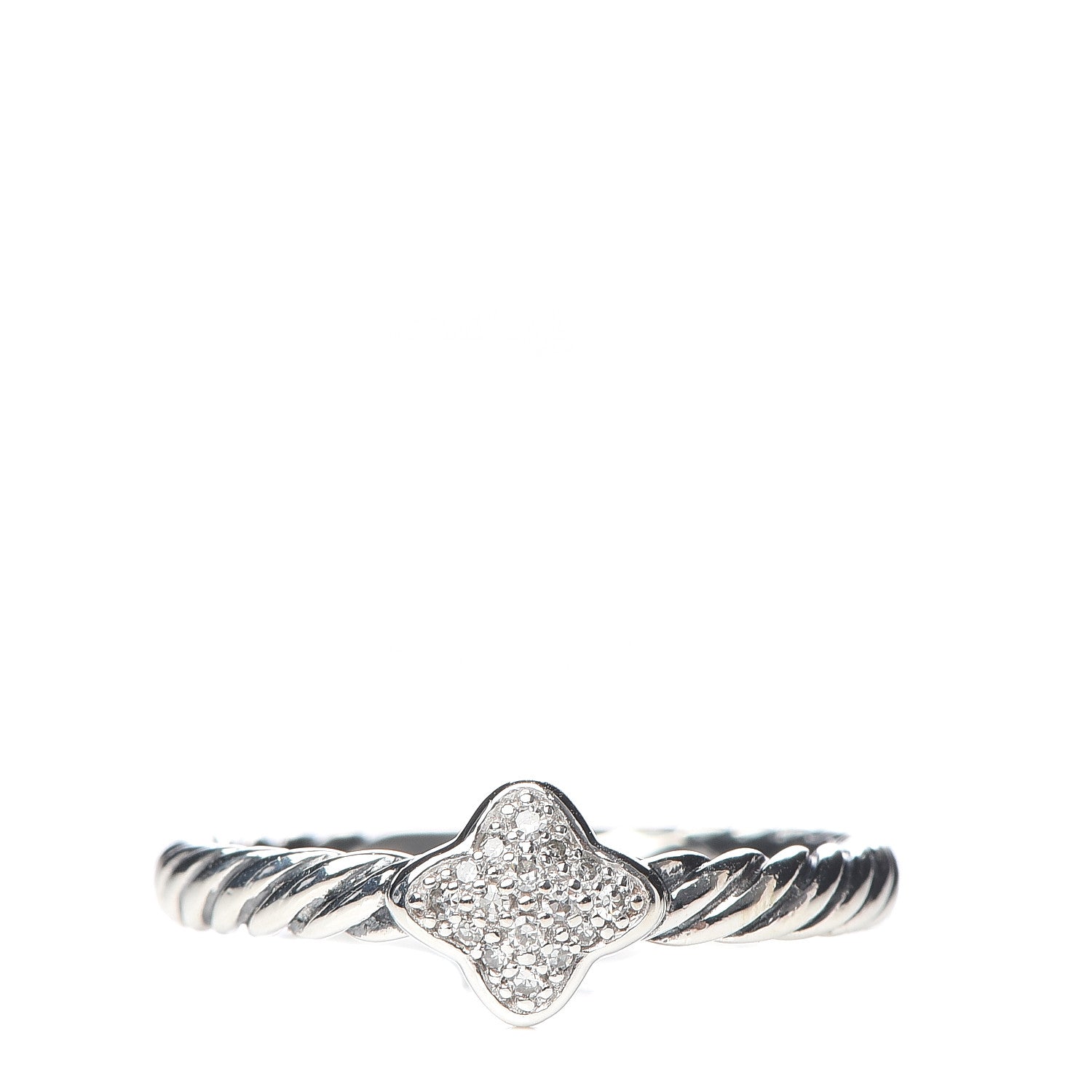 David Yurman Sterling Silver Diamond Quatrefoil Ring 49 4.75 1 of 4