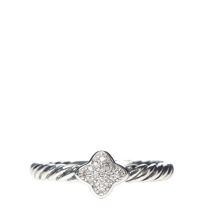 David Yurman Sterling Silver Diamond Quatrefoil Ring 49 4.75 1 of 4