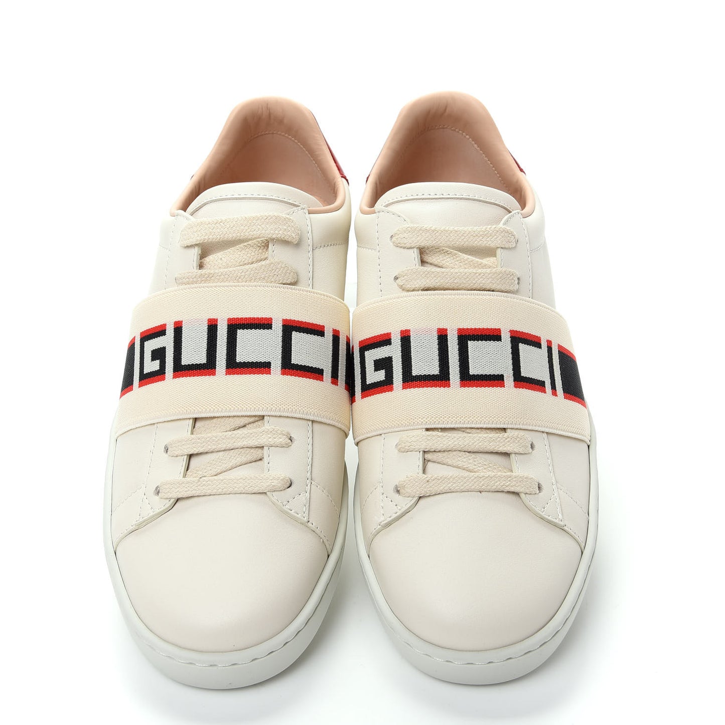 Calfskin Stripe Womens New Ace Sneakers 35.5 New Mystic White Ecru Red Flame