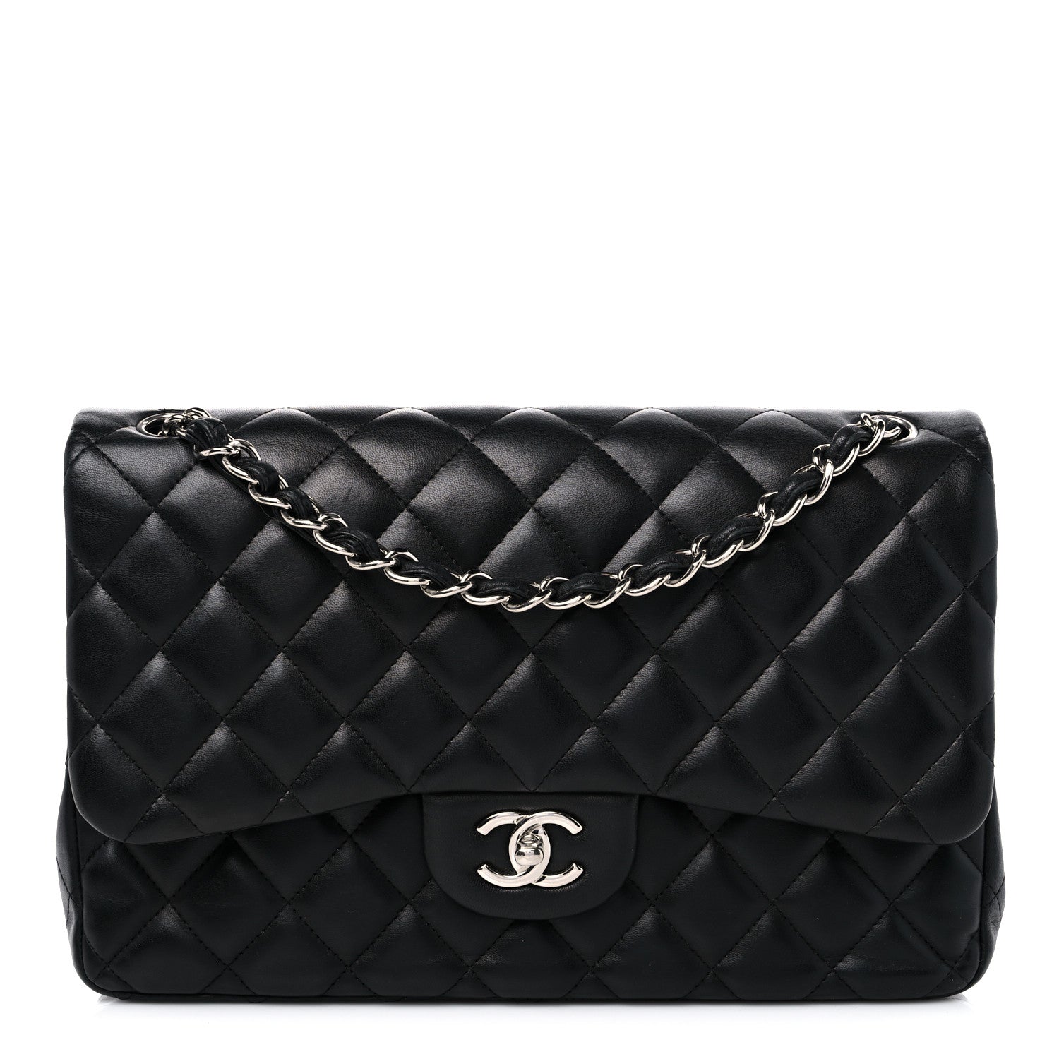 Chanel Lambskin Quilted Jumbo Double Flap Black 1 of 11