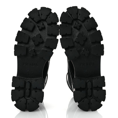 Prada Spazzolato Rois Nylon Metal Triangle Logo Monolith Pouch Pocket 55mm Boots 39.5 Black 7 of 15