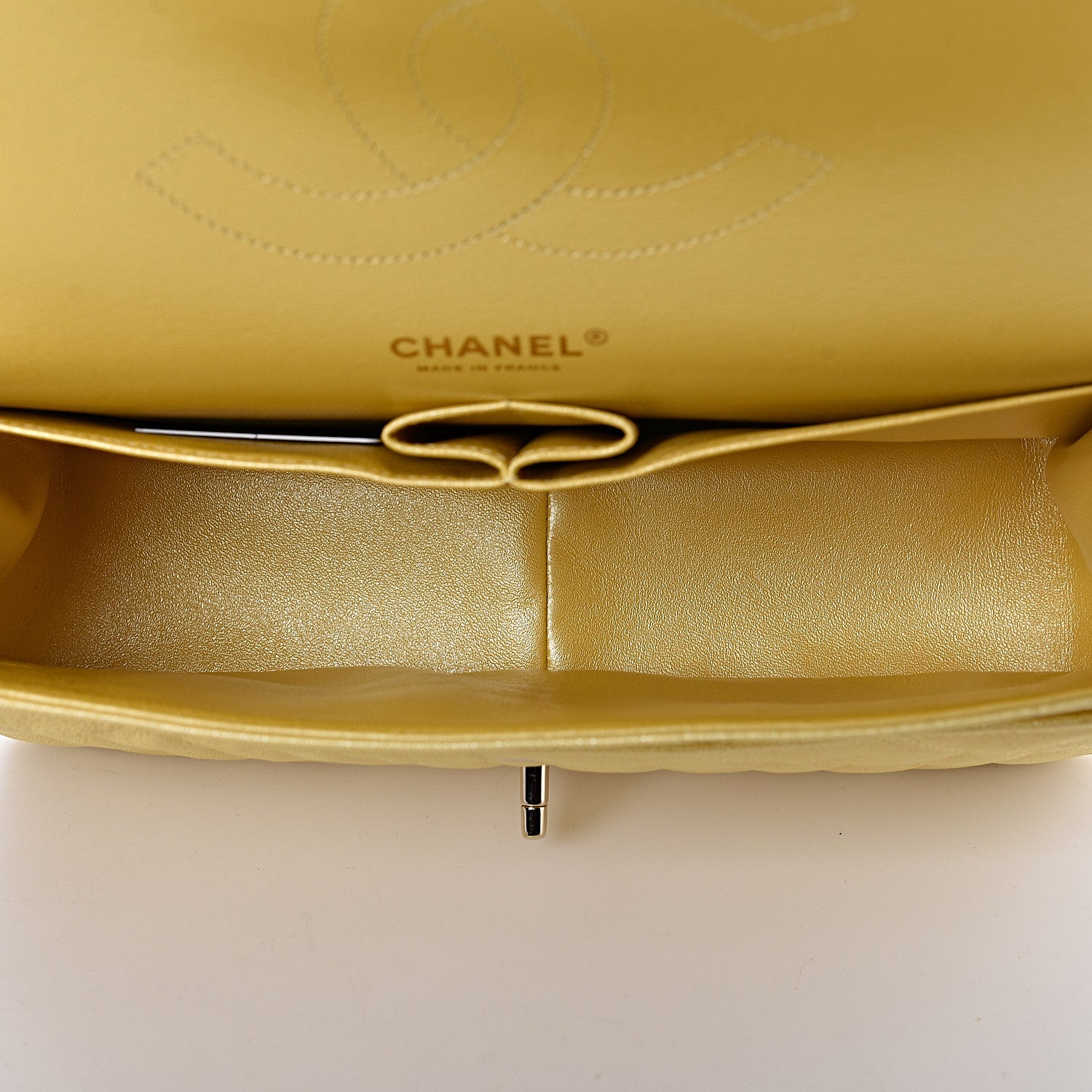 Chanel Iridescent Caviar Quilted Jumbo Double Flap Jaune Yellow 5 of 12