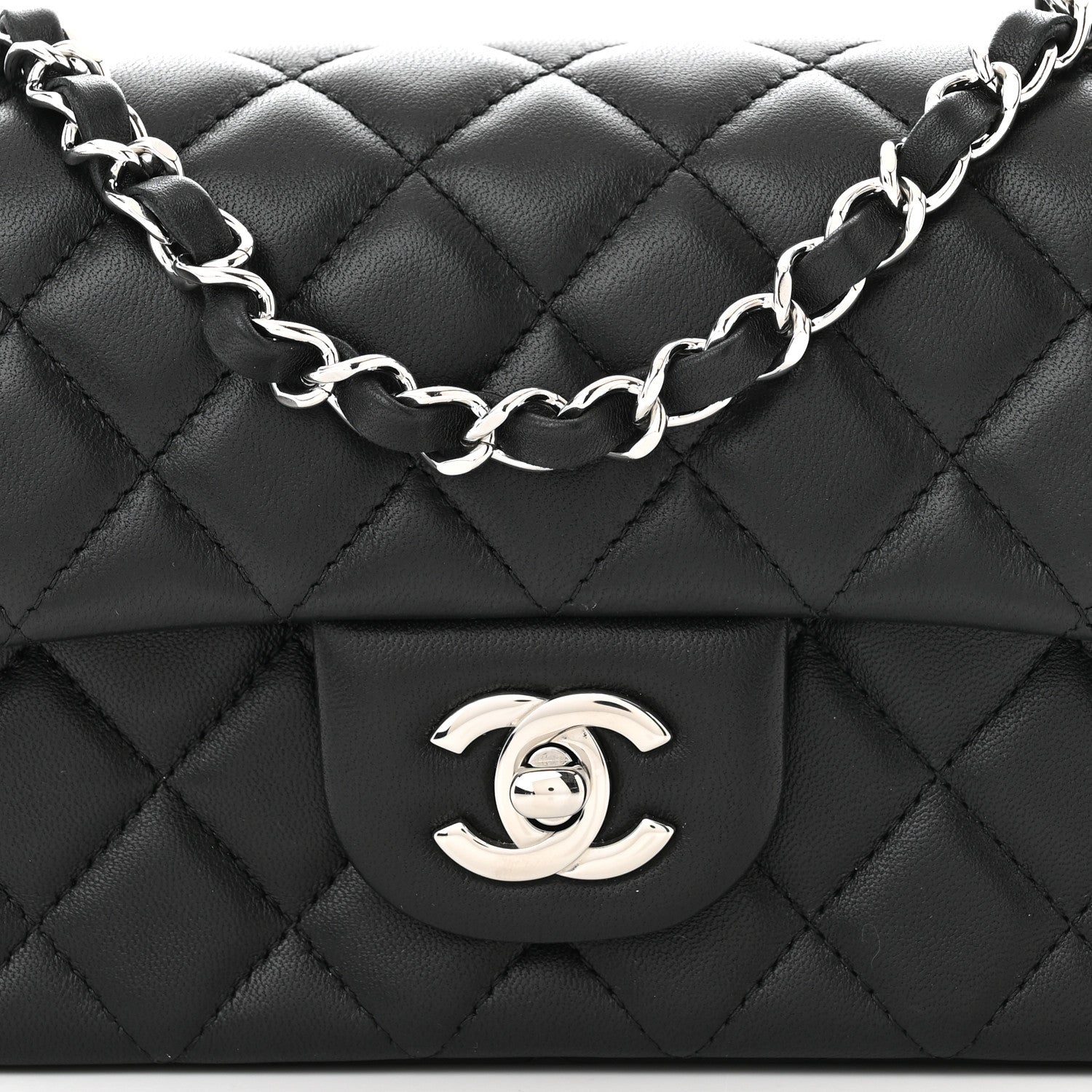 Chanel Lambskin Quilted Mini Rectangular Flap Black 8 of 11