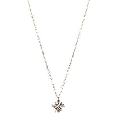 Tiffany Platinum 18K Yellow Gold Diamond Schlumberger Lynn Pendant Necklace 1 of 7
