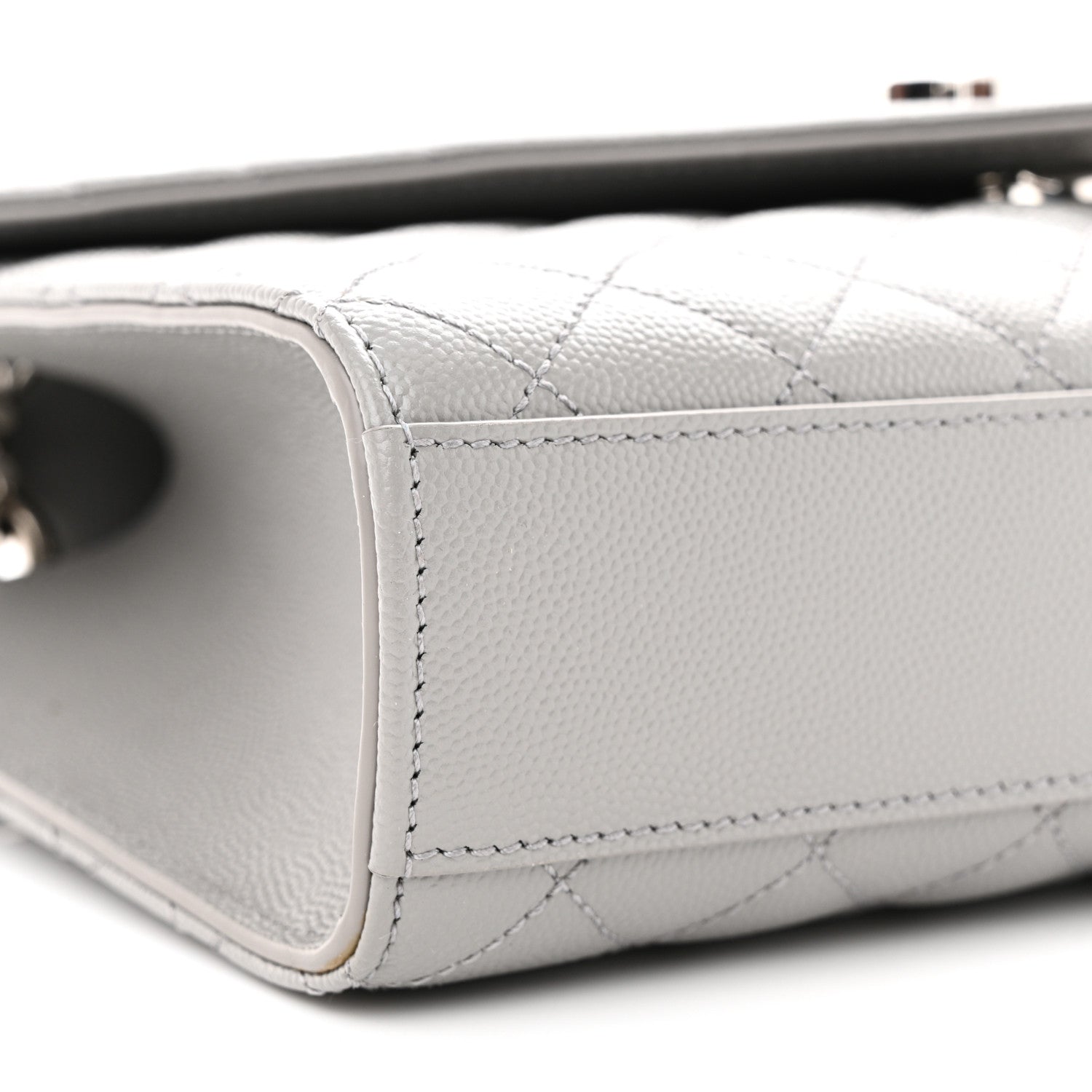 Saint Laurent Grain De Poudre Textured Mixed Matelasse Medium Triquilt Monogram Satchel New Stone 9 of 10