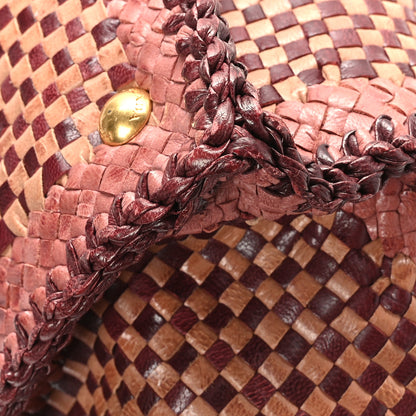 Prada Madras Woven Medium Tote Ribes Mughetto 10 of 10