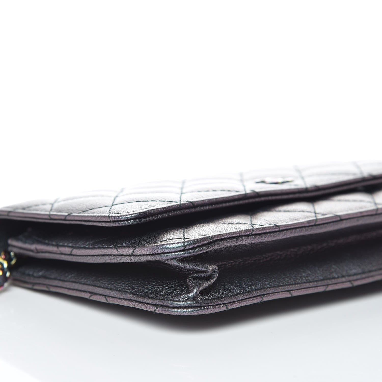 Chanel Iridescent Goatskin Quilted Wallet On Chain WOC Purple 9 of 10