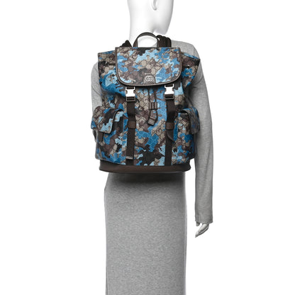 Gucci GG Supreme Monogram Camouflage Large Backpack Beige Ebony New Acero Blue 2 of 10