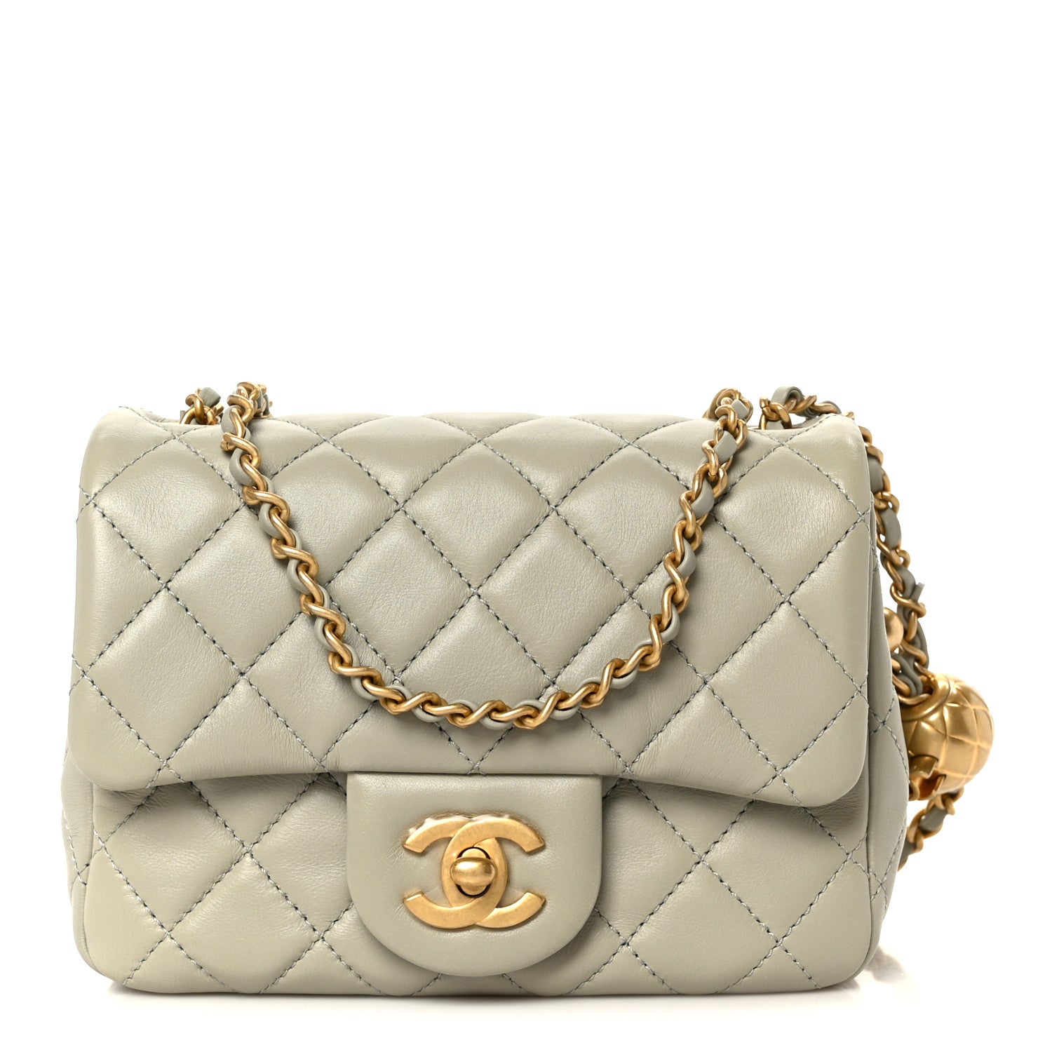 Chanel Lambskin Quilted Mini Pearl Crush Flap Light Grey 1 of 11