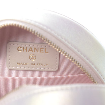 Chanel Iridescent Lambskin Quilted Round Clutch With Chain Ivory 6 of 11